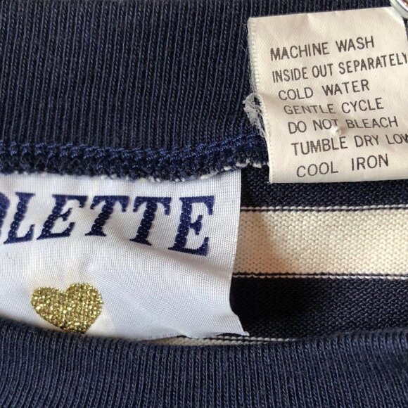 Folette, Oversized Small, Nautical Stripe,  Cotton-blend top, White/Green/Blue - Picture 4 of 8